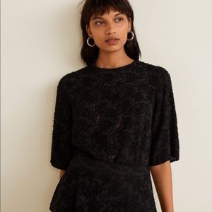 NWT Mango Textured Balck Top